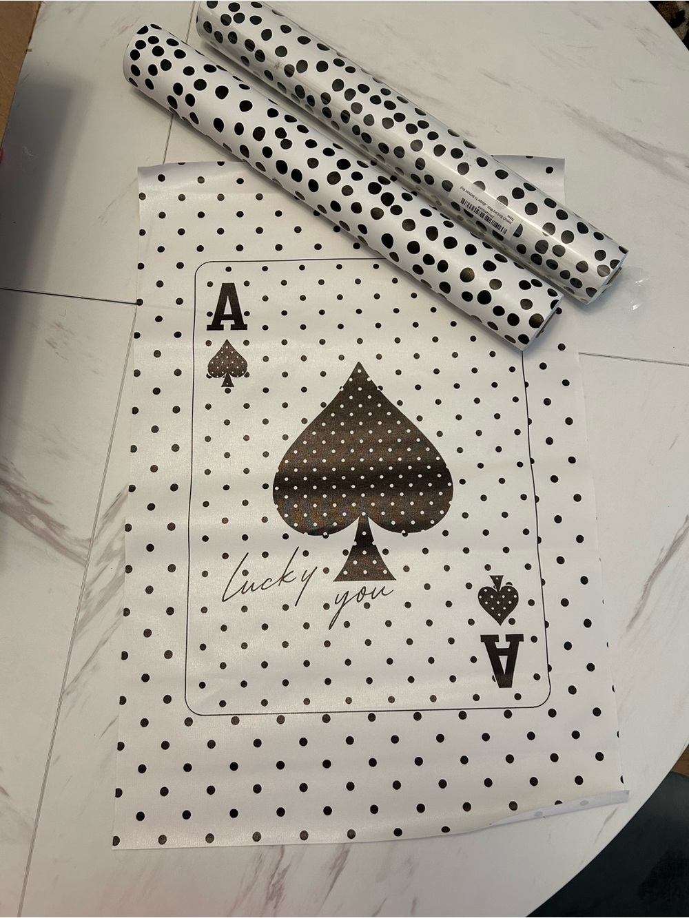 Lucky You Ace of Spades Polka Dot wall Art - and 2 rolls of peel and stick wall